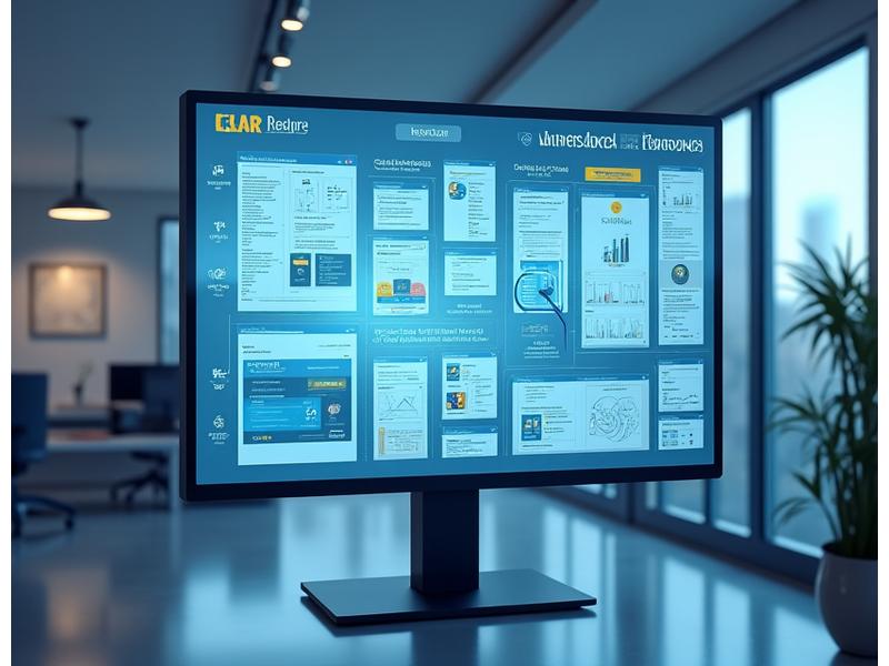 Representación de una biblioteca digital con documentos, gráficos y una lupa, simbolizando la investigación exhaustiva y el acceso a la información.
