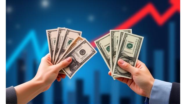 Persona observando un gráfico de inflación ascendente con iconos de pesos argentinos y dólares, representando estrategias contra la inflación.