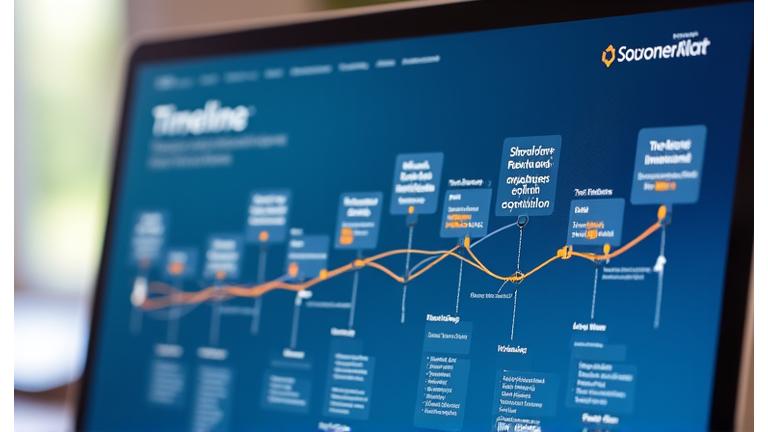 Línea de tiempo gráfica que muestra eventos políticos clave como elecciones y reformas, con marcadores de impacto en el mercado financiero para cada fecha.