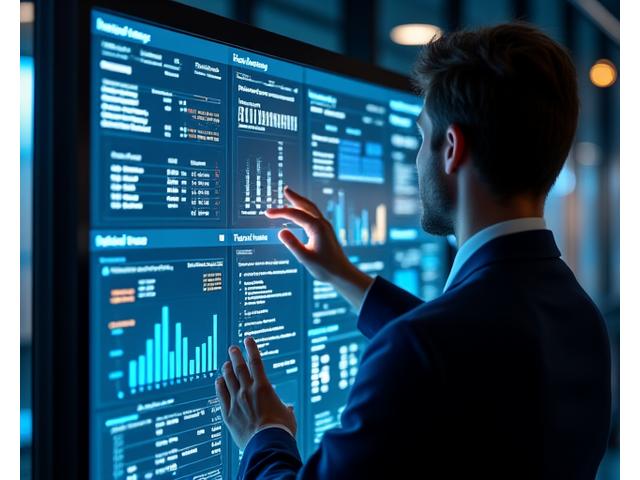 Interfaz de usuario de una herramienta de análisis financiero con gráficos y tablas.